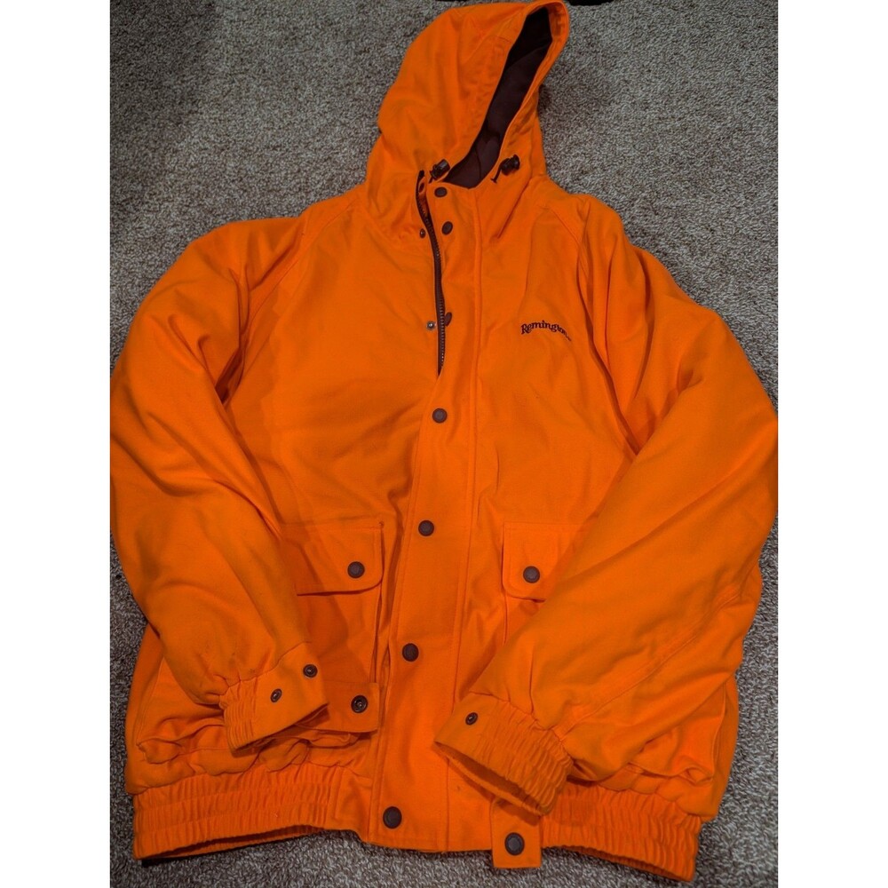 Remington Men’s Hunting Jacket Blaze Orange Hooded Insulated Coat Large Pockets